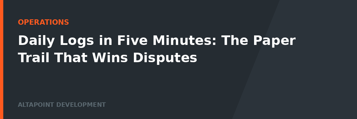 Daily Logs in Five Minutes: The Paper Trail That Wins Disputes